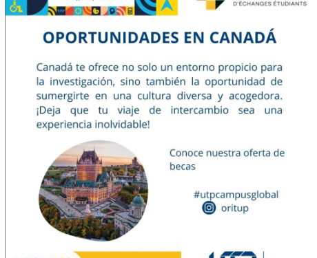La oficina de relaciones internacionales le brinda oportunidades de movilidad académica en Canadá