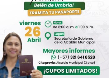 Belén de Umbría: segundo municipio que recibirá la jornada de descentralización de pasaportes