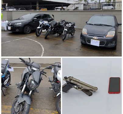 La Policía Metropolitana logra la recuperación de tres motos y dos carros que habían sido hurtados
