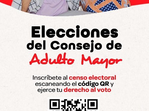 Desde hoy y hasta el 15 de septiembre, adultos mayores de 60 años en adelante, podrán registrarse en el Censo Electoral para elegir el Consejo del Adulto Mayor