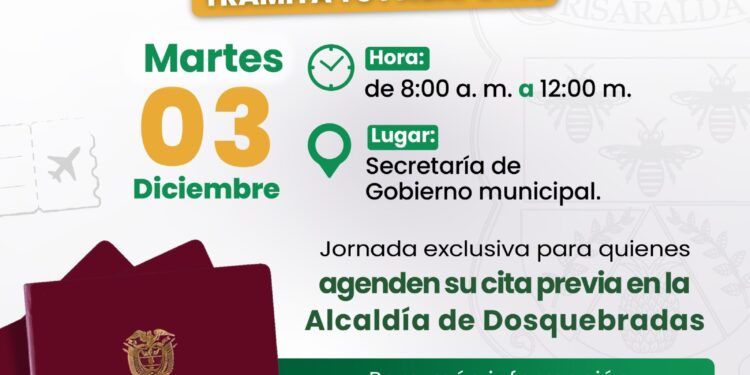 La última jornada descentralizada de pasaportes de este año será en Dosquebradas.
