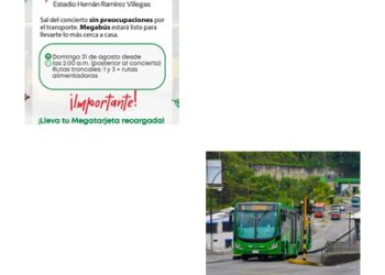 Megabús anuncia horario extendido desde las 2:00 a.m. del domingo, por súper concierto de las Fiestas de la Cosecha