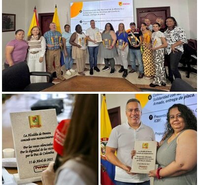 Las víctimas del conflicto armado entregan reconocimiento al alcalde de Pereira por los compromisos cumplidos