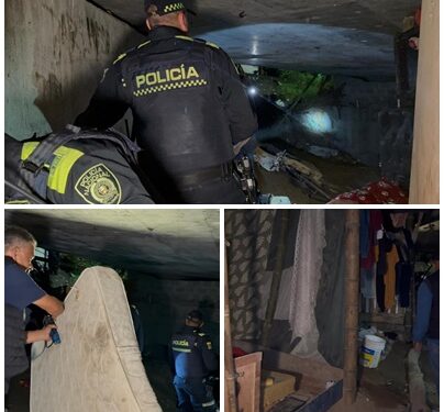 Autoridades de Pereira desmantelan cambuches debajo de puentes, donde delincuentes almacenaban documentos y objetos hurtados