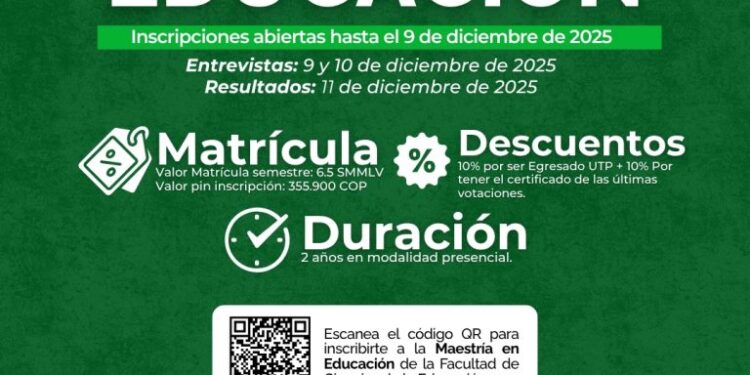 ¡Inscripciones abiertas para la Maestría en Educación! La Maestría en Educación informa que tiene inscripciones abiertas hasta el 9 de diciembre de 2025