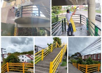 Limpieza y pintura en puentes peatonales de la ciudad