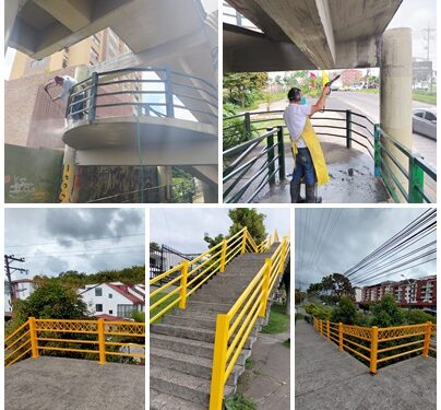 Limpieza y pintura en puentes peatonales de la ciudad