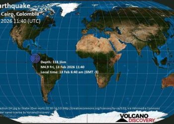 Terremoto moderado mag. 4.9 – 54 km al sur de Tado, del Choco, Colombia, viernes 13 feb 2026 a las 06:40 (Hora Bogota) – hace 3 horas 36 minutos
