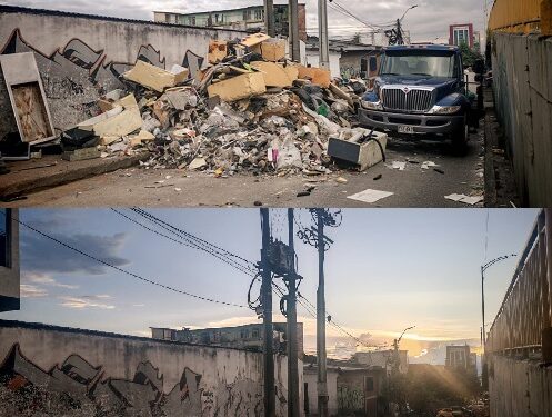 NUEVAMENTE INTERVENIDA POR ASEO PEREIRA LA CRA. 10 CON CALLE 10, PARA RECOLECTAR 22.9 TONELADAS DE RESIDUOS TIRADOS EN LA VIA PÚBLICA