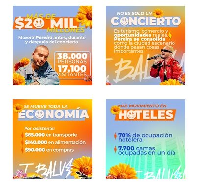 CONCIERTO DE J Balvin IMPULSARÍA MÁS DE $20 MIL MILLONES EN LA ECONOMÍA DE PEREIRA