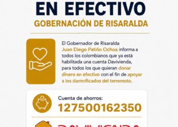 La Gobernación de Risaralda habilitó cuentas para recibir aportes desde Colombia y el exterior