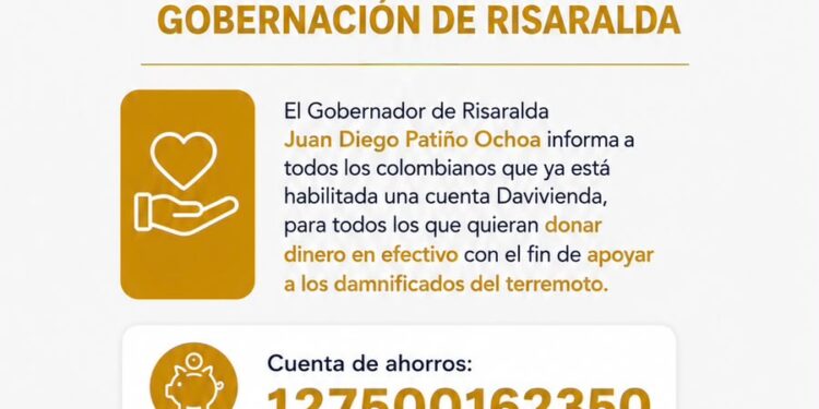 La Gobernación de Risaralda habilitó cuentas para recibir aportes desde Colombia y el exterior