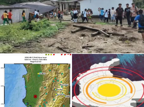 Un mes después del terremoto volvió a temblar en el pacífico: sismo de 4,5 con epicentro en el Chocó se sintió en Cali, Pereira y Manizales