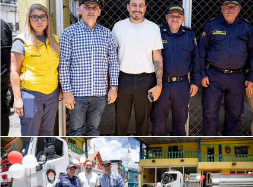 Juan Diego Patiño, fortalece capacidad de respuesta de bomberos de Belén de Umbría, con nuevo vehículo cisterna