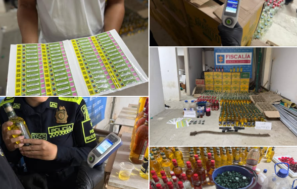 En un alambique de Santa Rosa de Cabal, se incautaron 573 botellas de licor adulterado